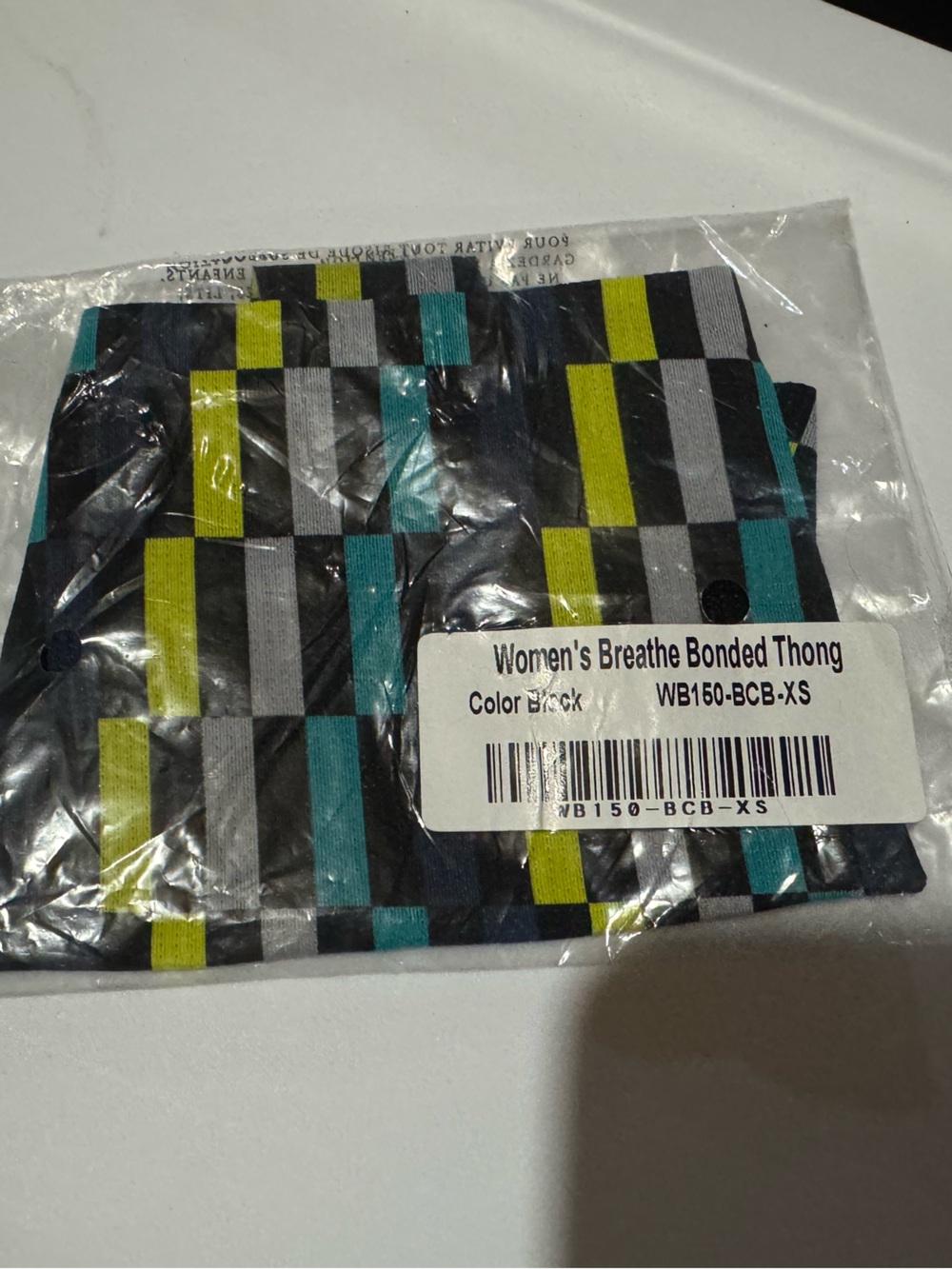 MeUndies Women’s Breathe Bonded Thong — Black, Teal & Yellow